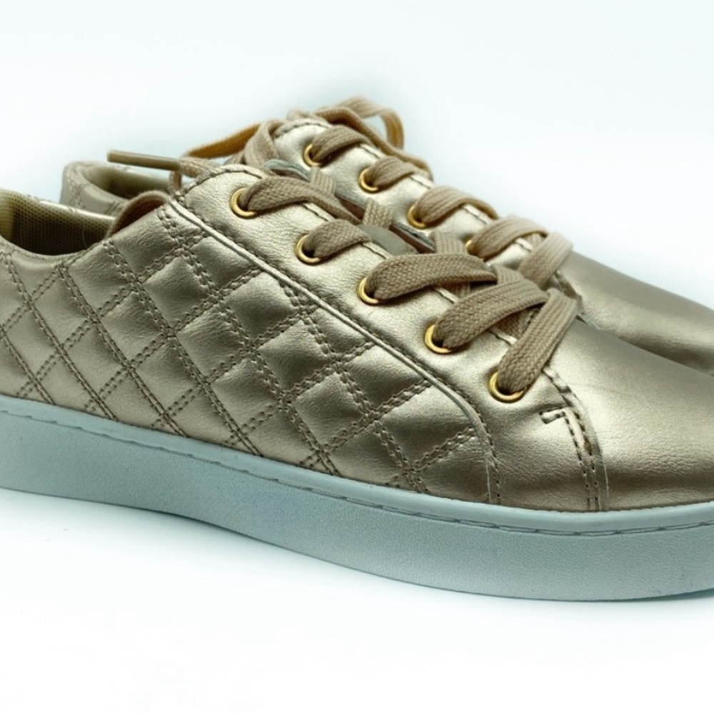 Isaac Mizrahi Metallic Gold Women's Sneakers - Picture 3 of 6